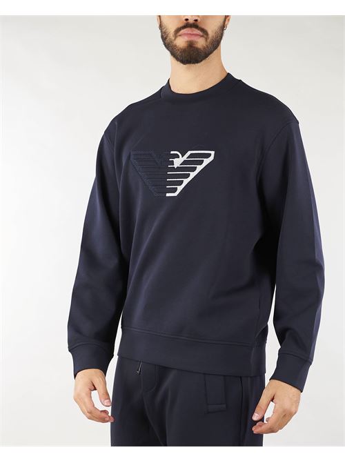 Double jersey sweatshirt with maxi eagle embossed on chevron background Emporio Armani EMPORIO ARMANI |  | 6D1M761JHSZ920